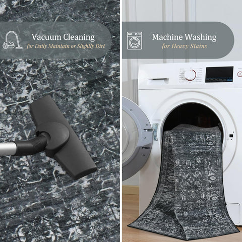 Morebes machine washable rug for quick cleaning and daily use