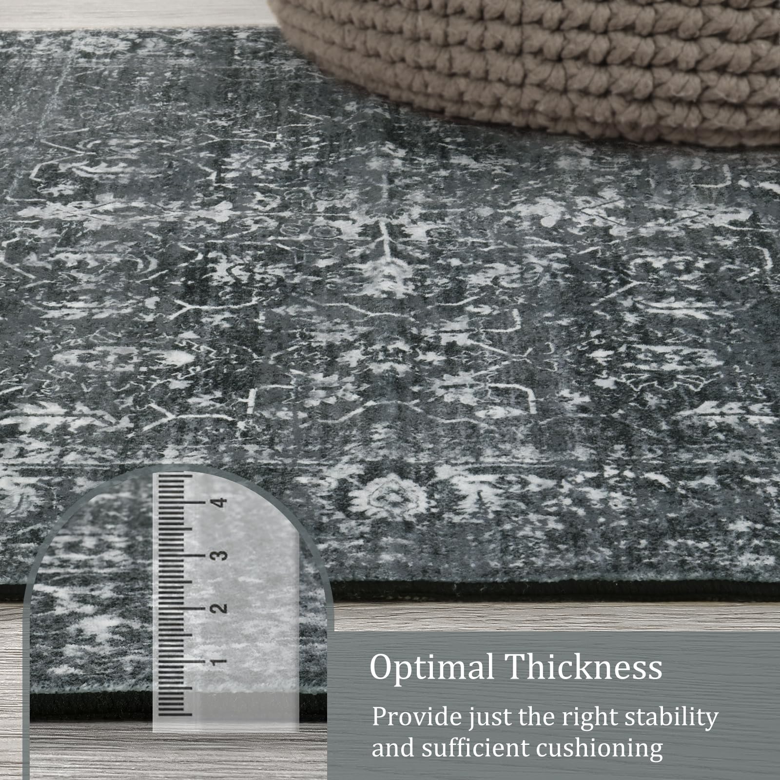 Morebes non-slip backing keeps rug in place on hard floors