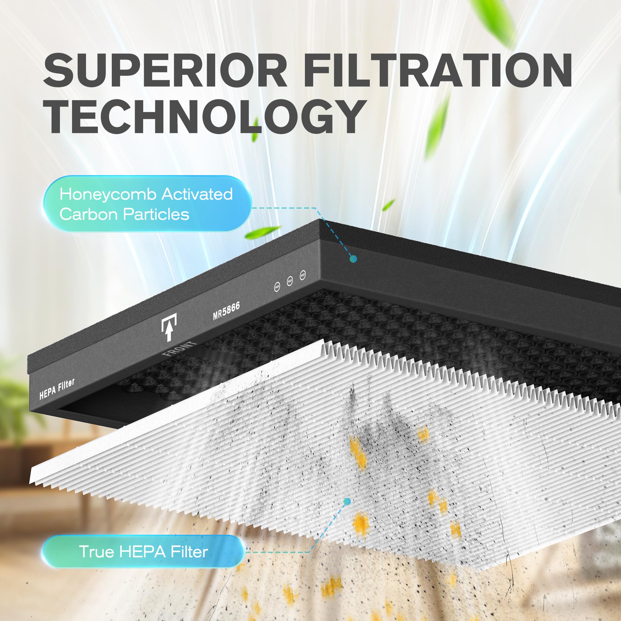 MORENTO activated carbon layer reduces odors from cooking and pets.