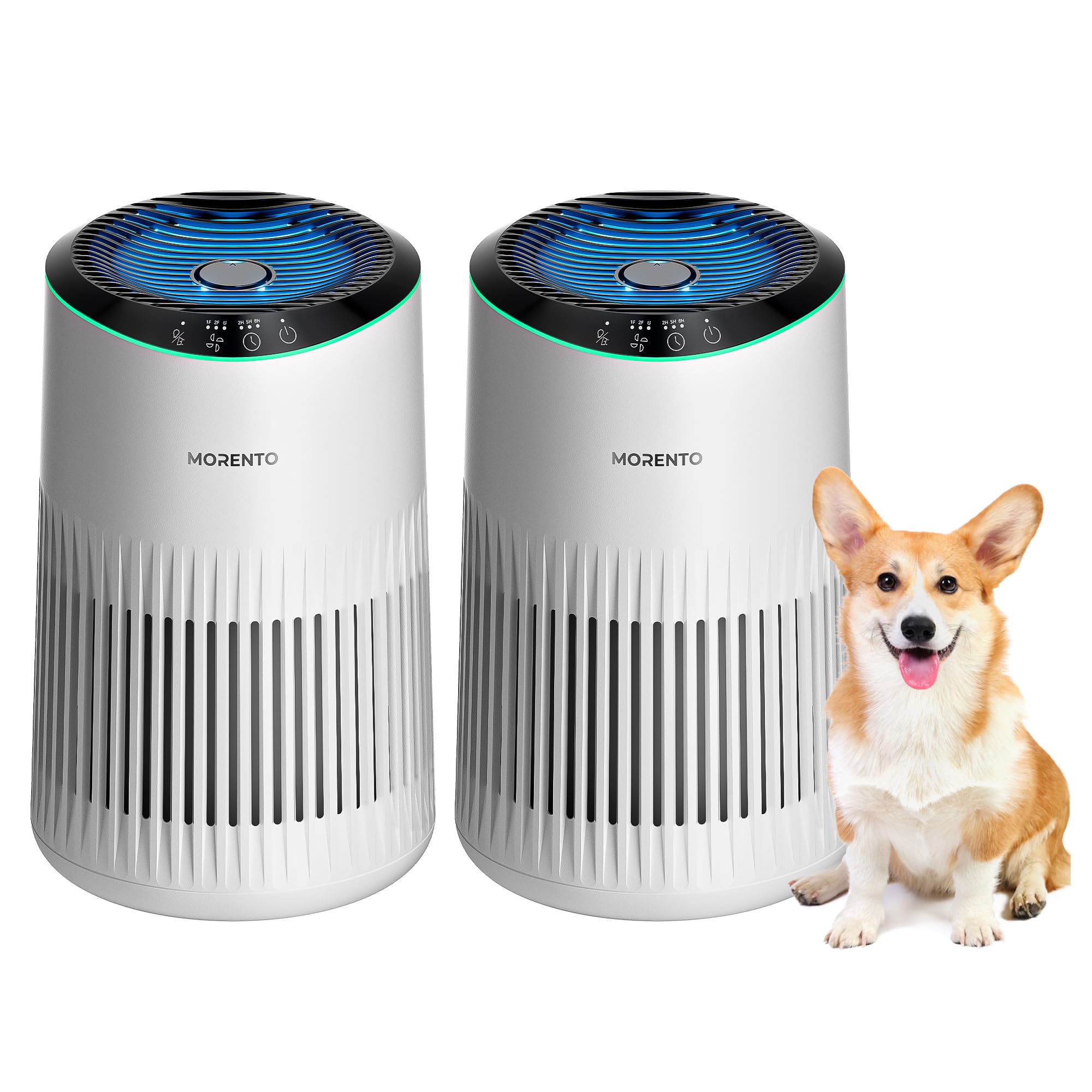 Morento air purifier bedroom 360-degree coverage for comprehensive purification.