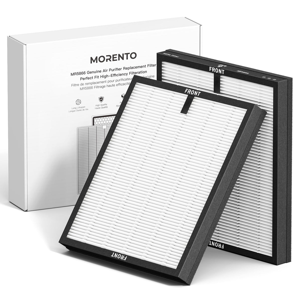 MORENTO MR5866 front view filter enhances purifier efficiency.