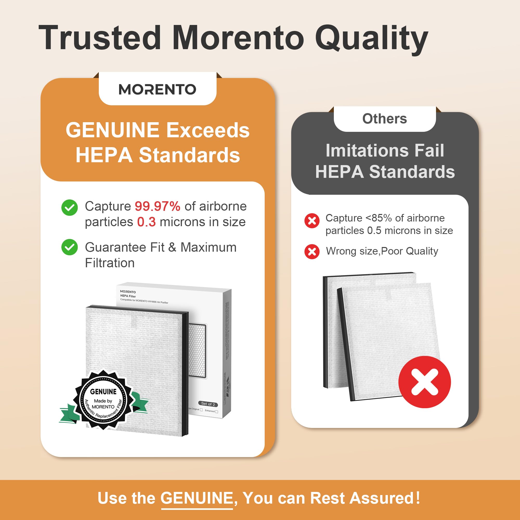 MORENTO HY4866 enhanced filter back view shows precise fit with seals.