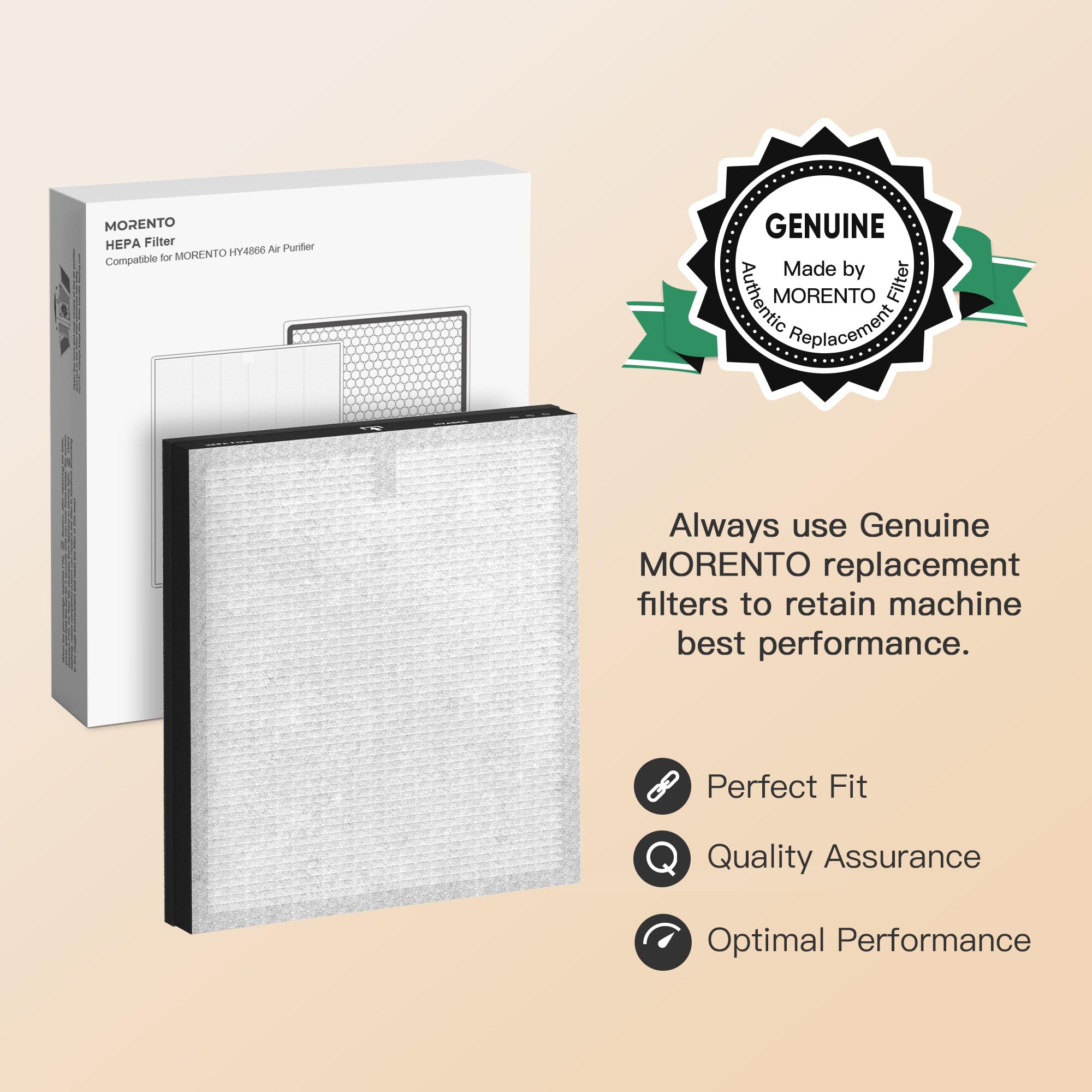 MORENTO HY4866 enhanced filter carbon layer closeup highlights odor-absorbing activated carbon.