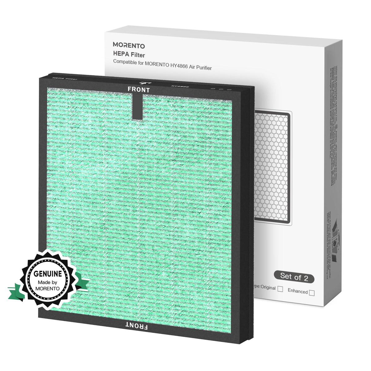 MORENTO HY4866 two-pack pet dander replacement filter for cleaner air