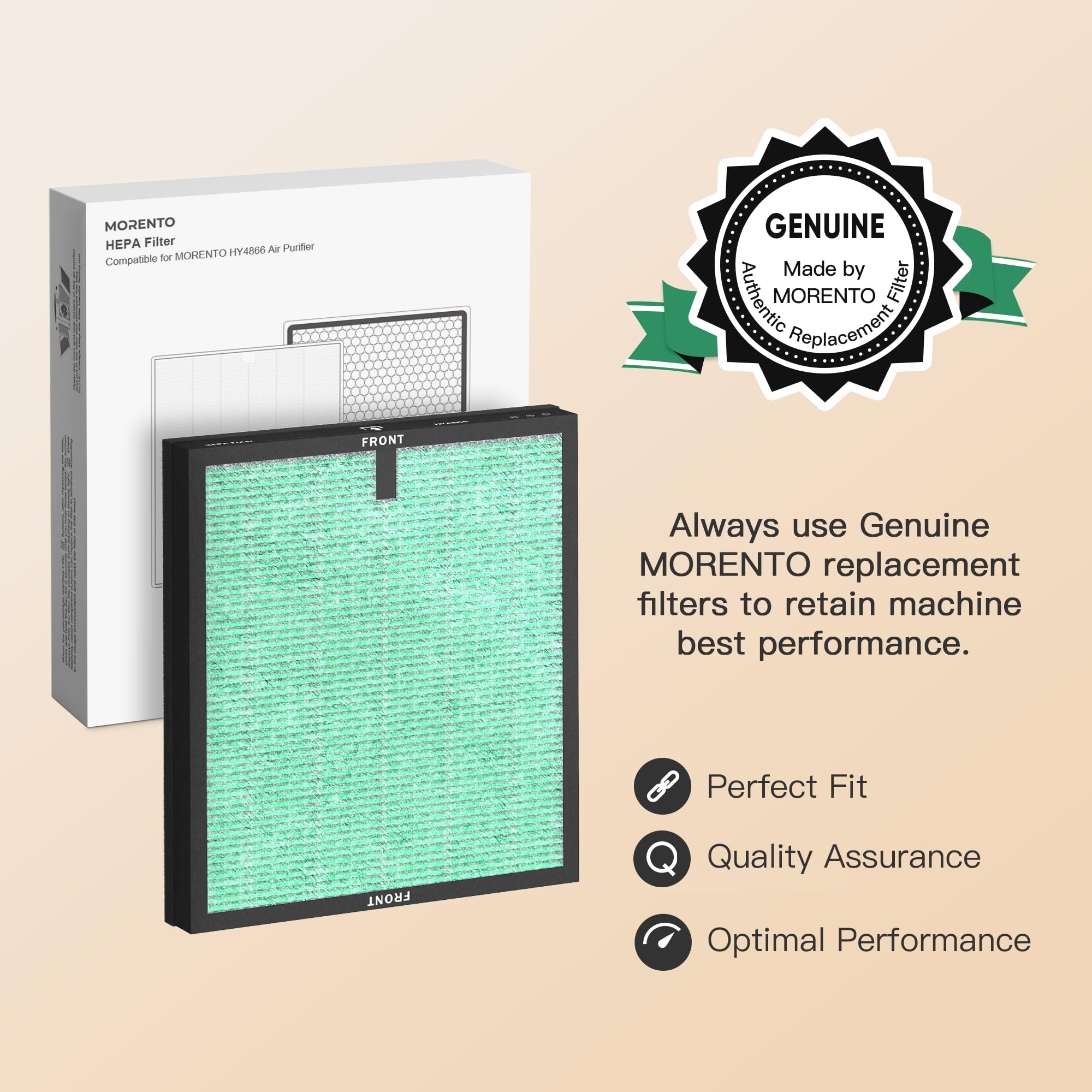 MORENTO HY4866 true HEPA filter close-up for effective particle capture