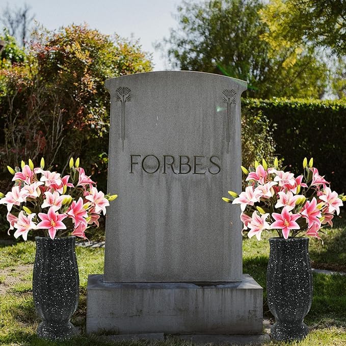 Moriahan cemetery vase showing drainage holes to prevent water buildup