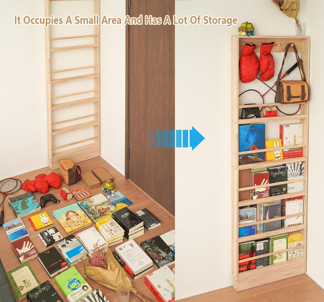 Morimoe four-tier storage keeps toys and books organized and within reach.