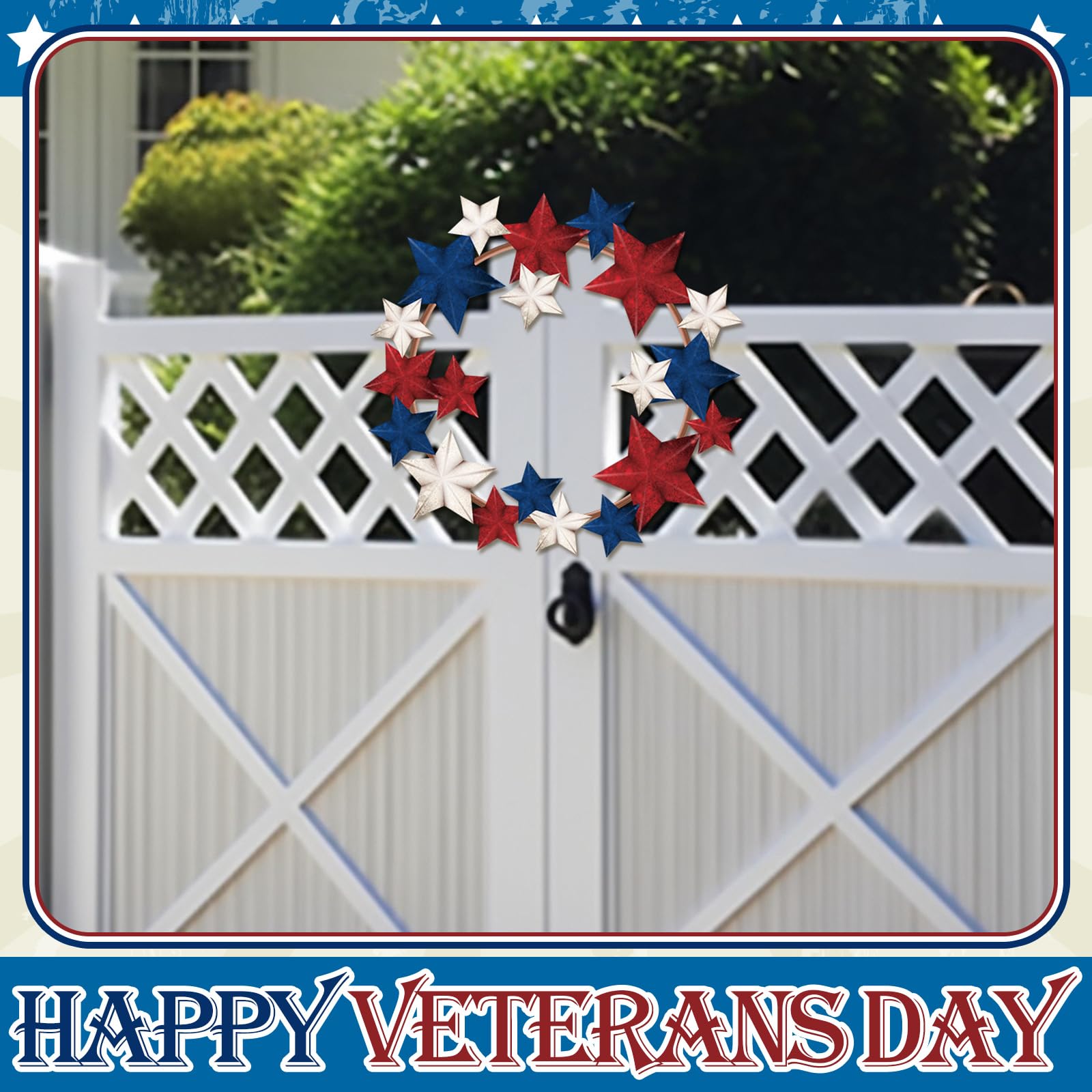 MorningRo 3d-print-style wreath, durable metal accent for porch or wall displays.