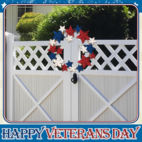 MorningRo 3d-print-style wreath, durable metal accent for porch or wall displays.