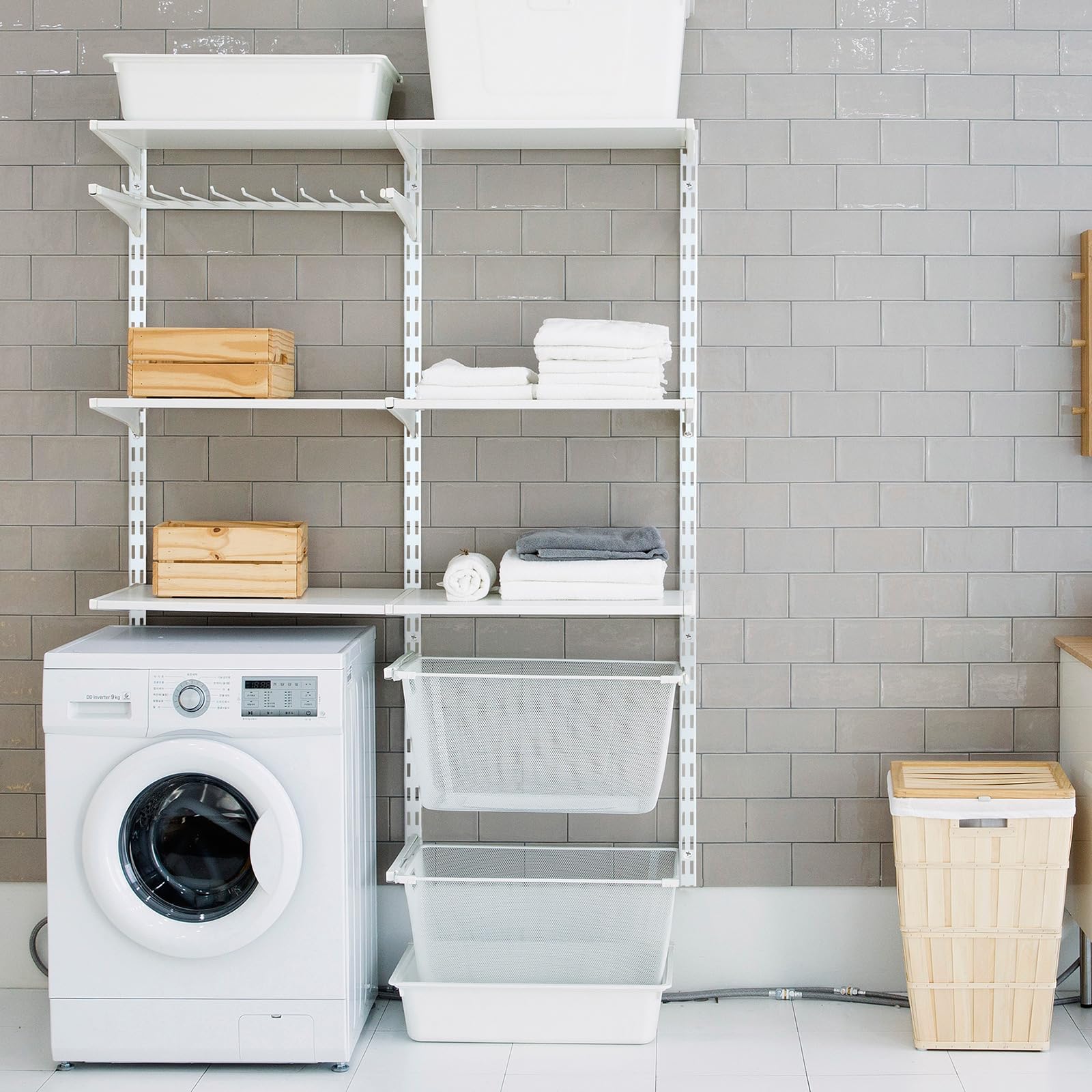MorningRo twin-slot tracks maximize space in pantries and linen closets