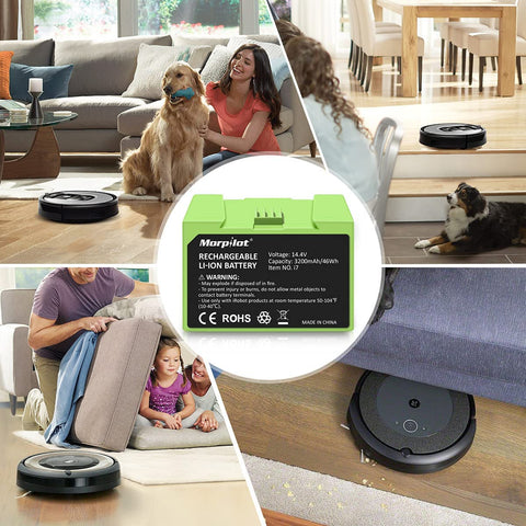 Morpilot Roomba i7 installed with new battery ready for daily cleaning