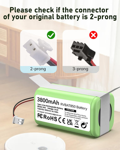 Morpilot RVBAT850 connected via 2-prong plug for Shark compatibility