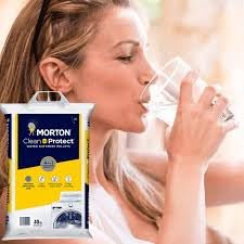 Morton Softener Salt 40 lb bags in pack emphasizes easy handling and storage
