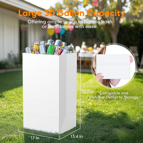 Moryimi collapsible trash can folds flat for simple storage.