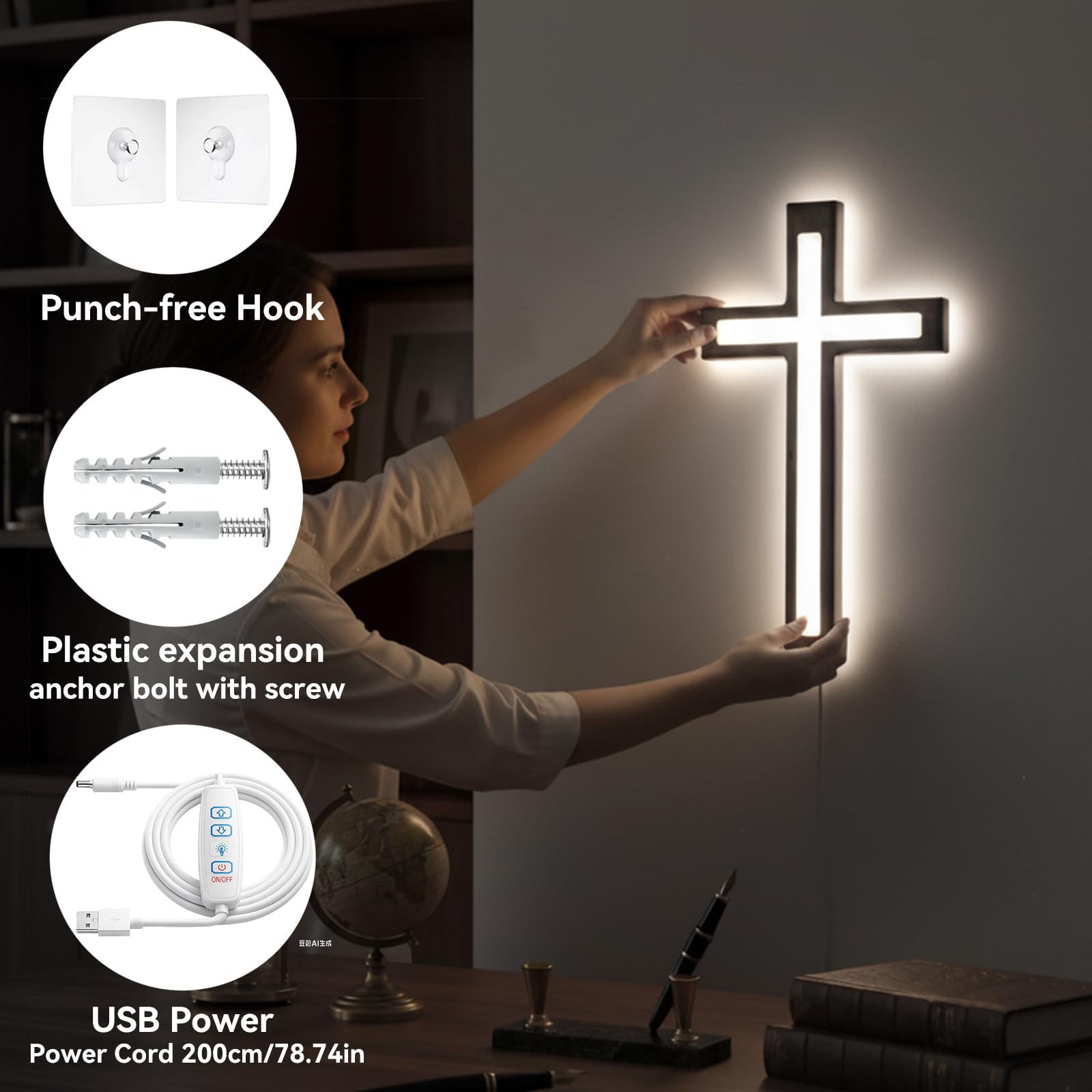 Back of MoSavris cross features keyhole slot for easy hanging.
