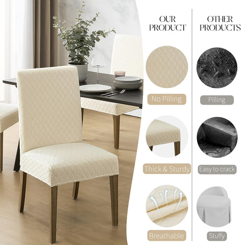 MOSAYT premium jacquard beige chair cover adds refined texture.