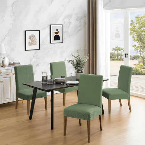 MOSAYT stretch jacquard parson chair cover ensures a soft, secure fit for many chairs.