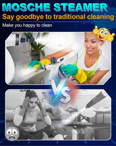 MOSCHE handheld steamer cleaning floor gaps for hard-to-reach areas.