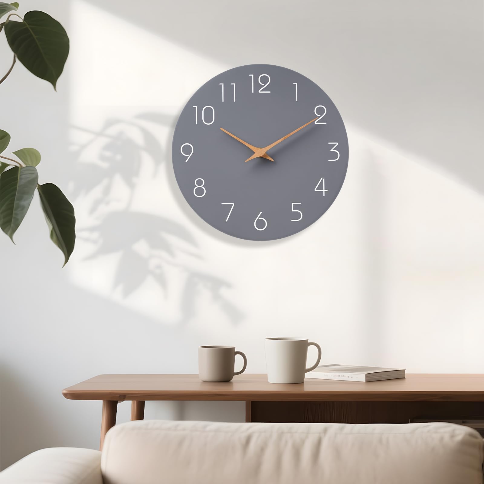 Mosewa gray 12in wall clock in kitchen decor style