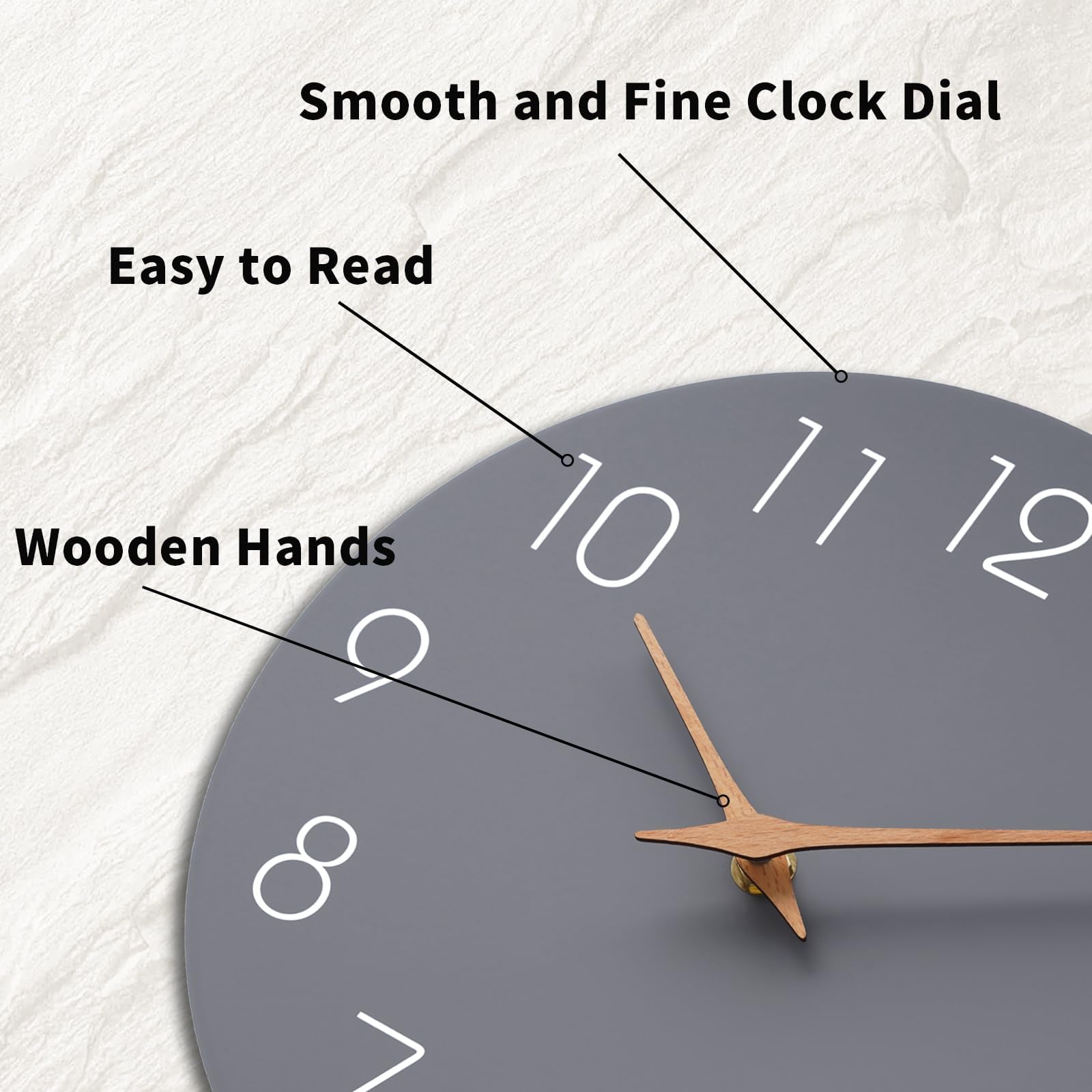 Mosewa gray 12in wall clock in living room as decorative centerpiece