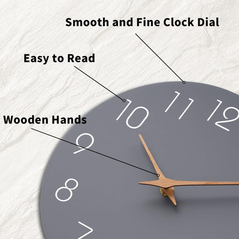 Mosewa gray 12in wall clock in living room as decorative centerpiece