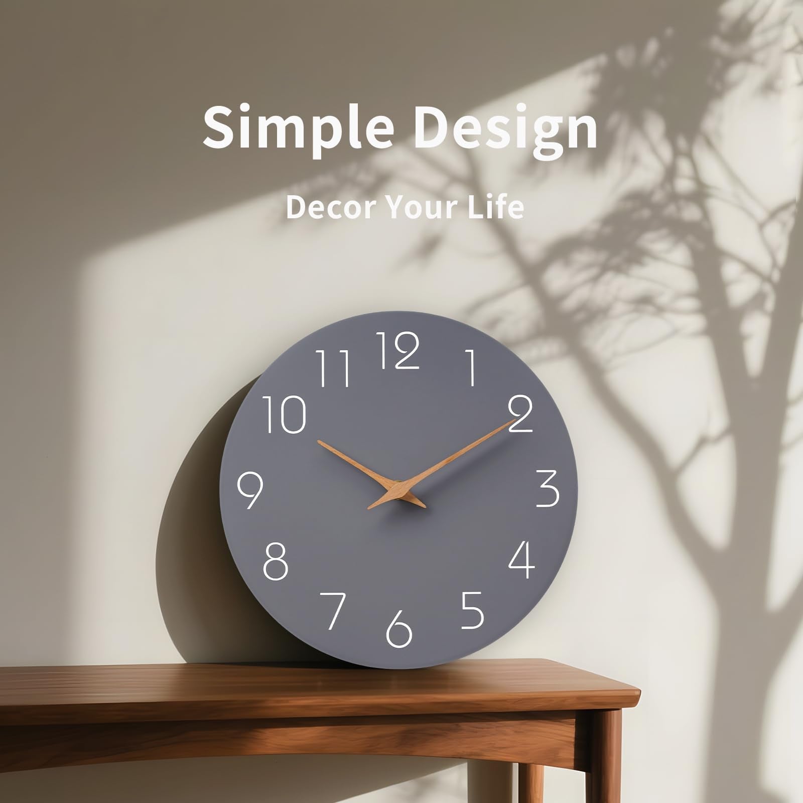 Mosewa gray 12in wall clock side view slim profile