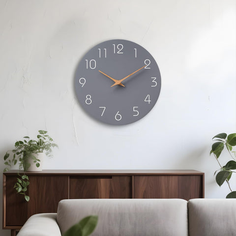 Mosewa gray 12in wall clock silent movement for quiet rooms