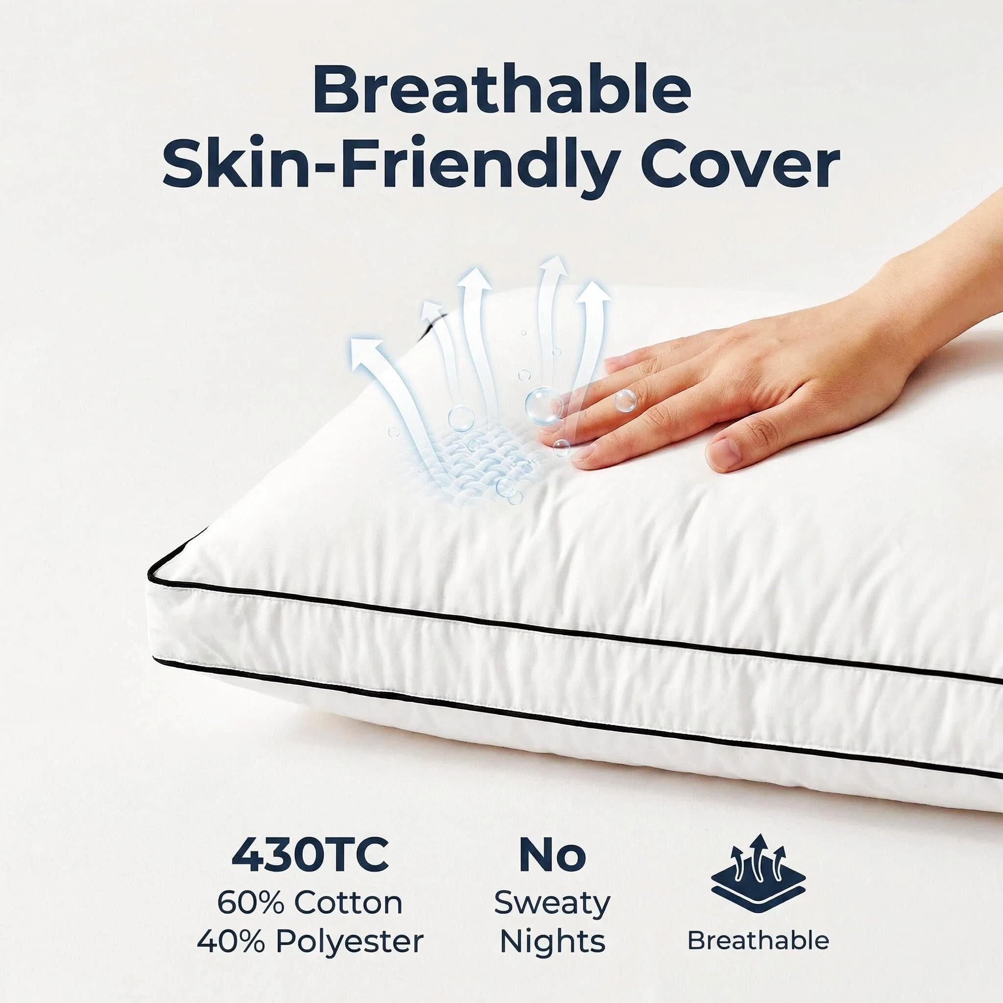 Mosluna gusseted pillow preserves loft and neck support