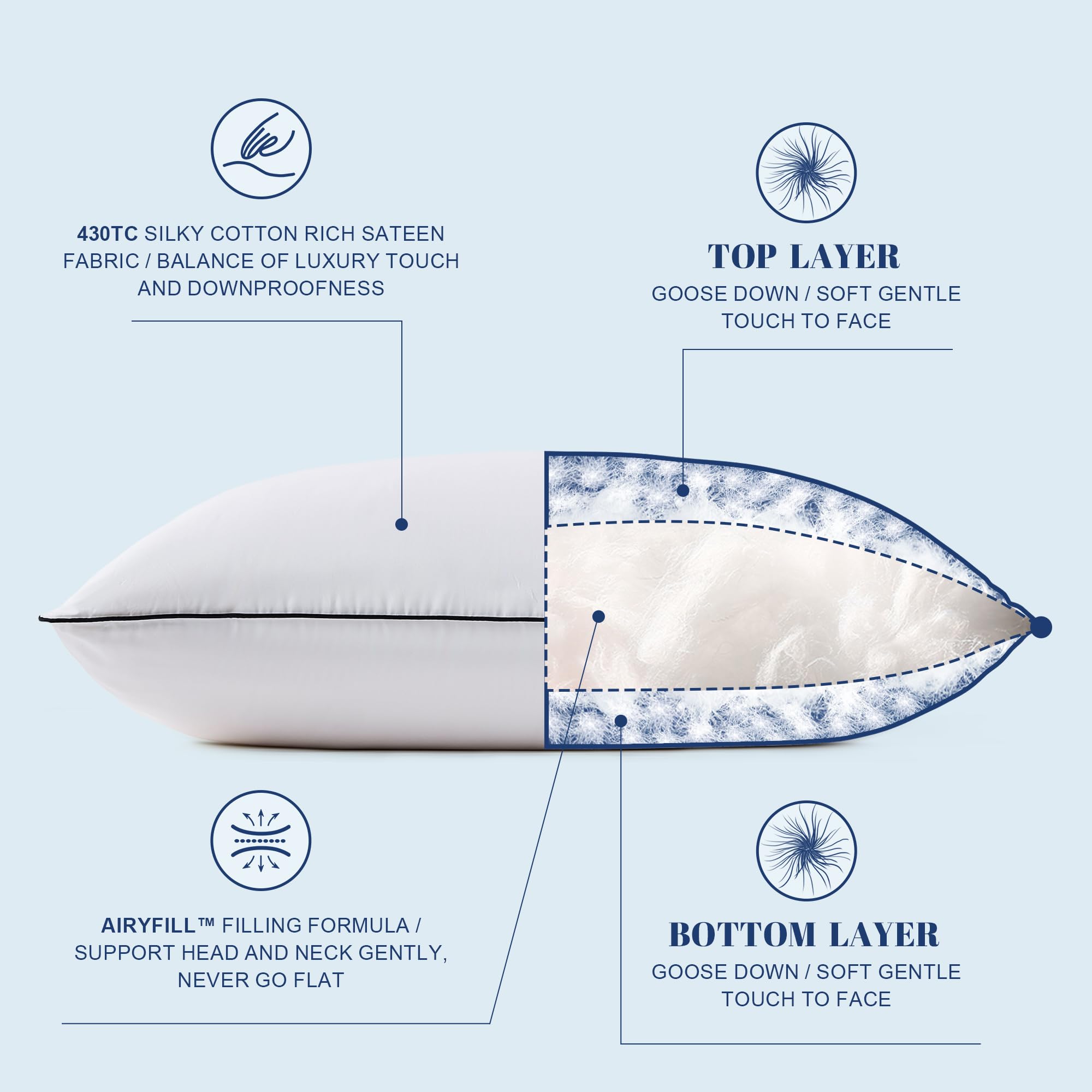 Mosluna sateen smooth fabric pillow cover with subtle sheen and anti-pill finish.