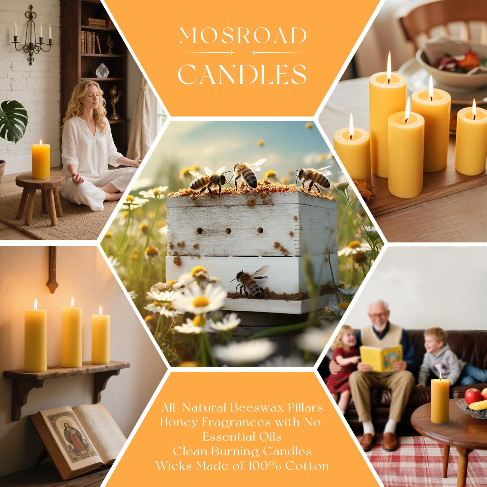 MOSROAD beeswax candle home decor centerpiece highlights rustic or modern interiors