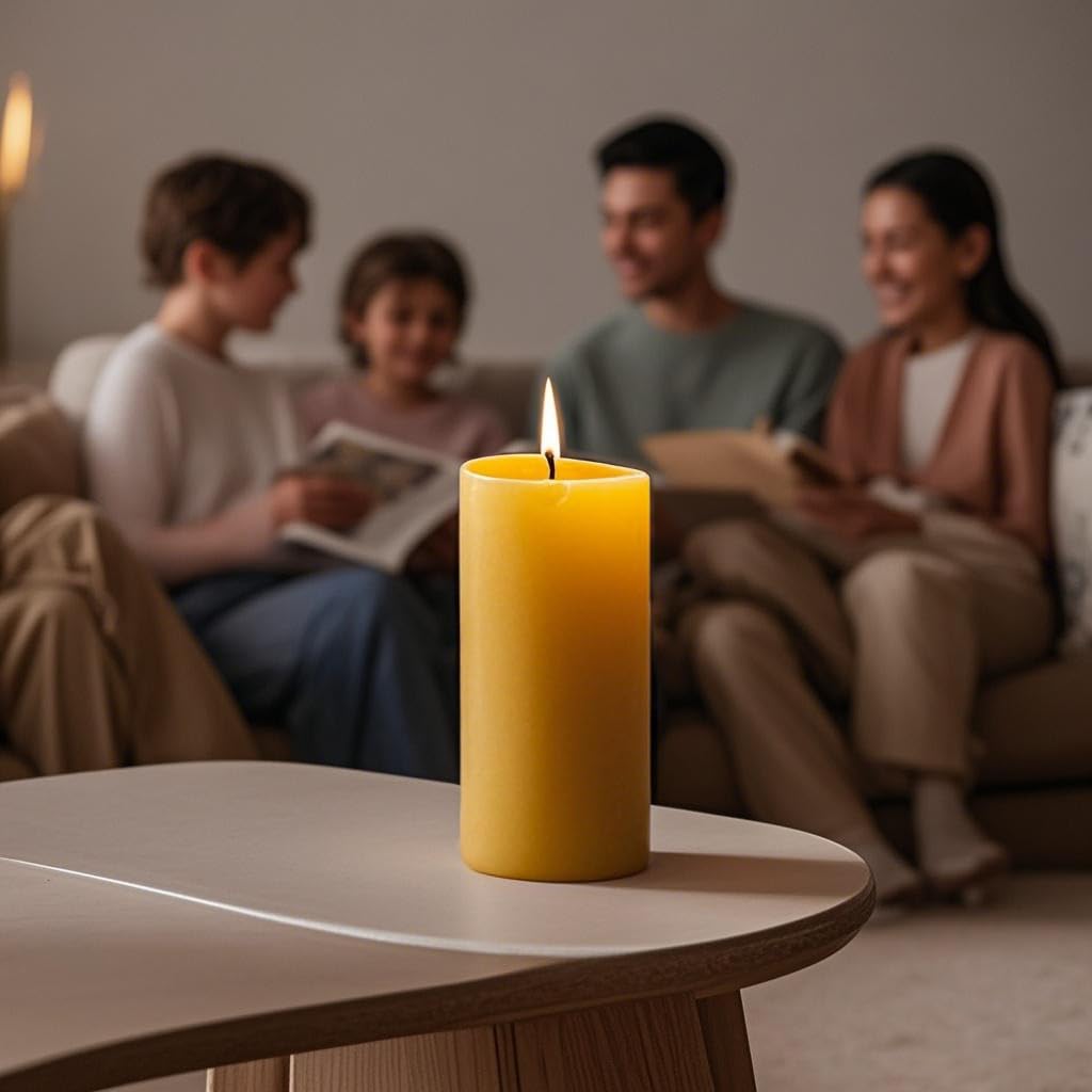 MOSROAD 2x4 pillar candle glowing amber highlights 140-hour burn for reliable lighting.