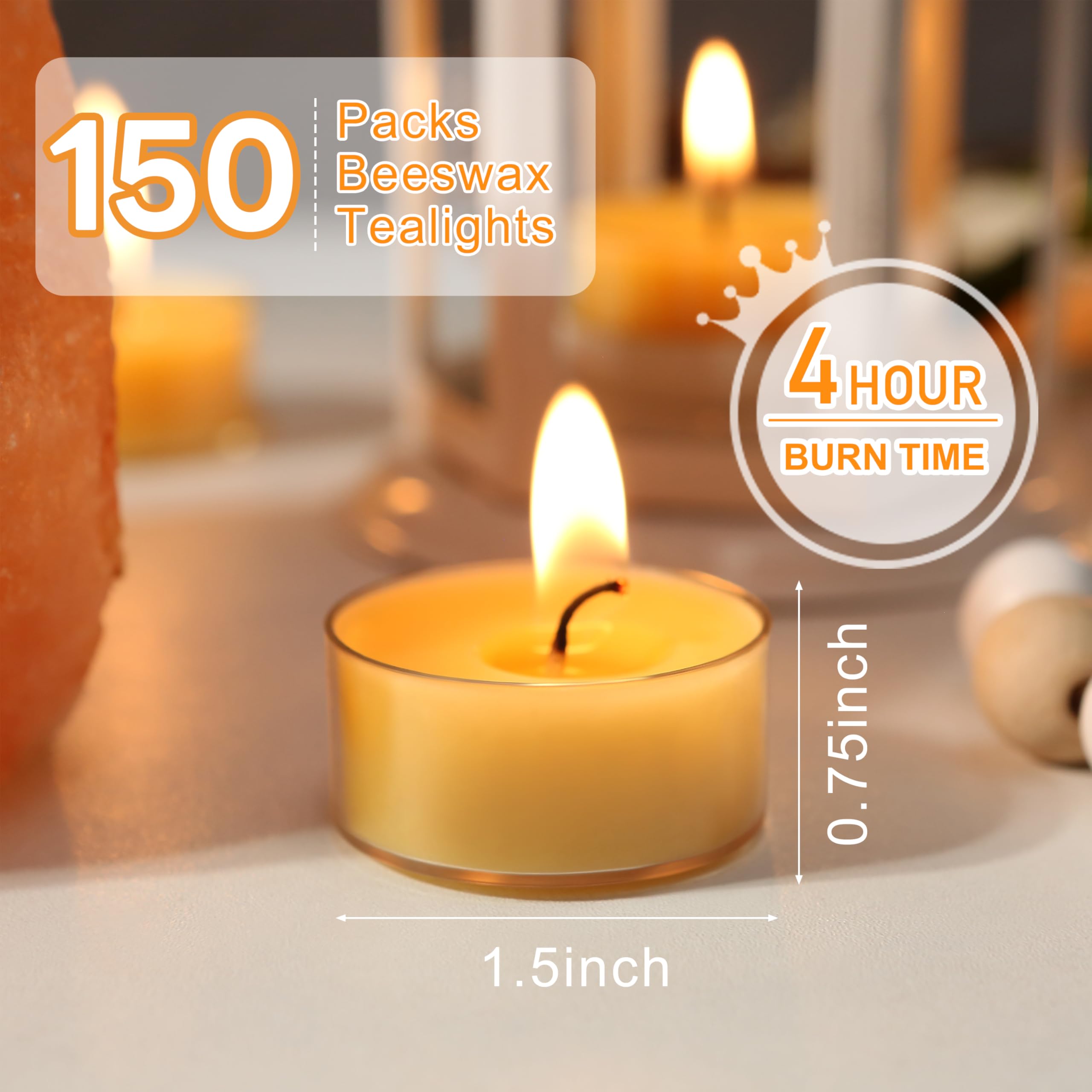 MOSROAD beeswax tealights, 1.5-inch diameter fit most holders