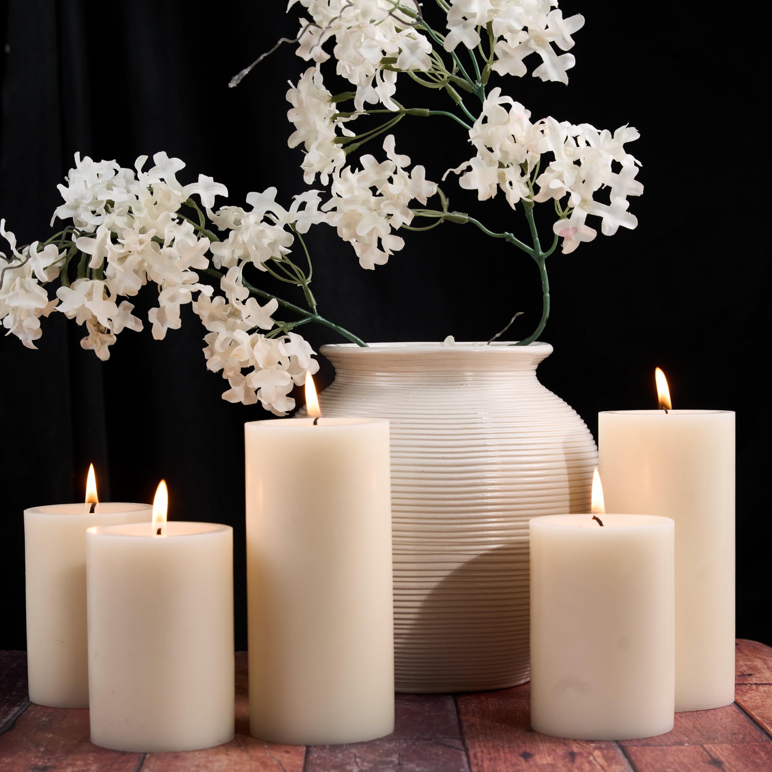 MOSROAD candle-holder ready ivory pillar candles adapt to spike or plate setups