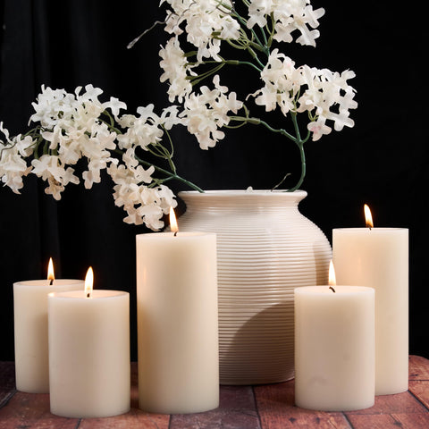 MOSROAD candle-holder ready ivory pillar candles adapt to spike or plate setups