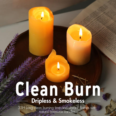MOSROAD cotton-wick beeswax candle eco-friendly burn with cleaner emissions.
