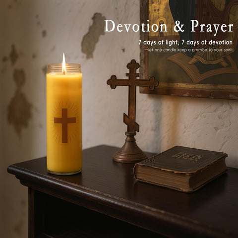 MOSROAD drip-minimal beeswax prayer candle with a steady flame