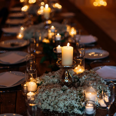 MOSROAD dripless ivory pillar candles provide clean, smoke-free table illumination
