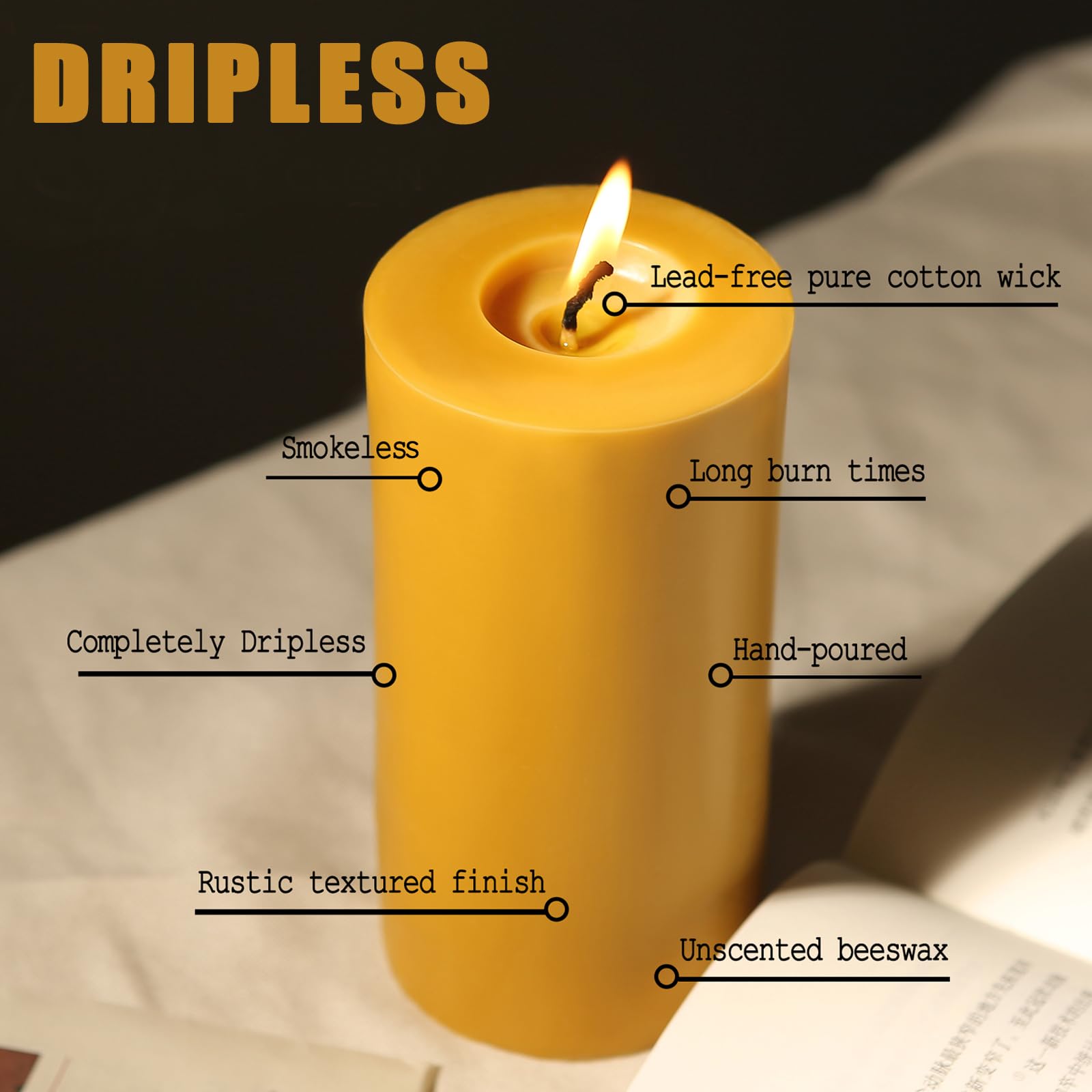 MOSROAD elegant beeswax pillars suit gifting and home decor.