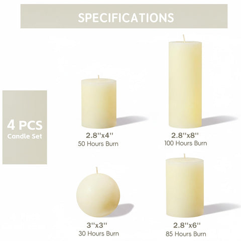 MOSROAD Ivory 2.8x8 inch pillar candle enhances centerpieces with rustic texture