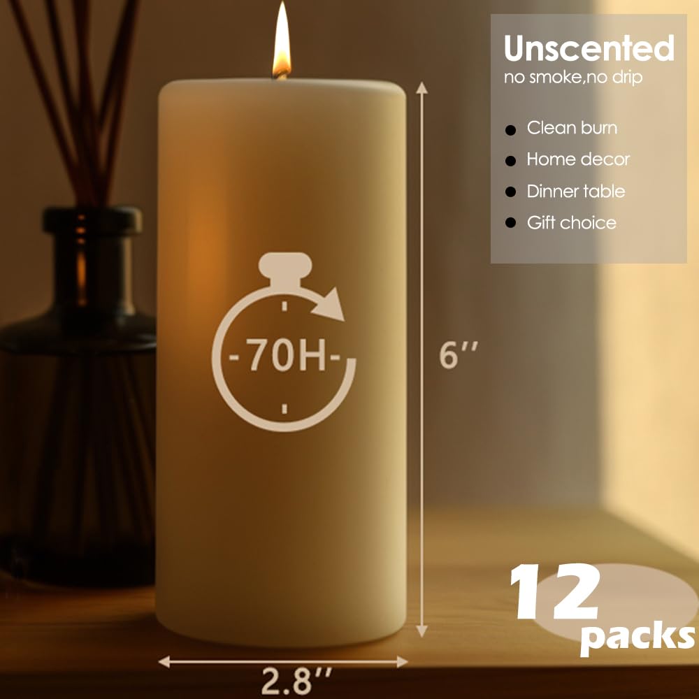 MOSROAD 2.8x6-inch Ivory pillar candles for timeless centerpieces.