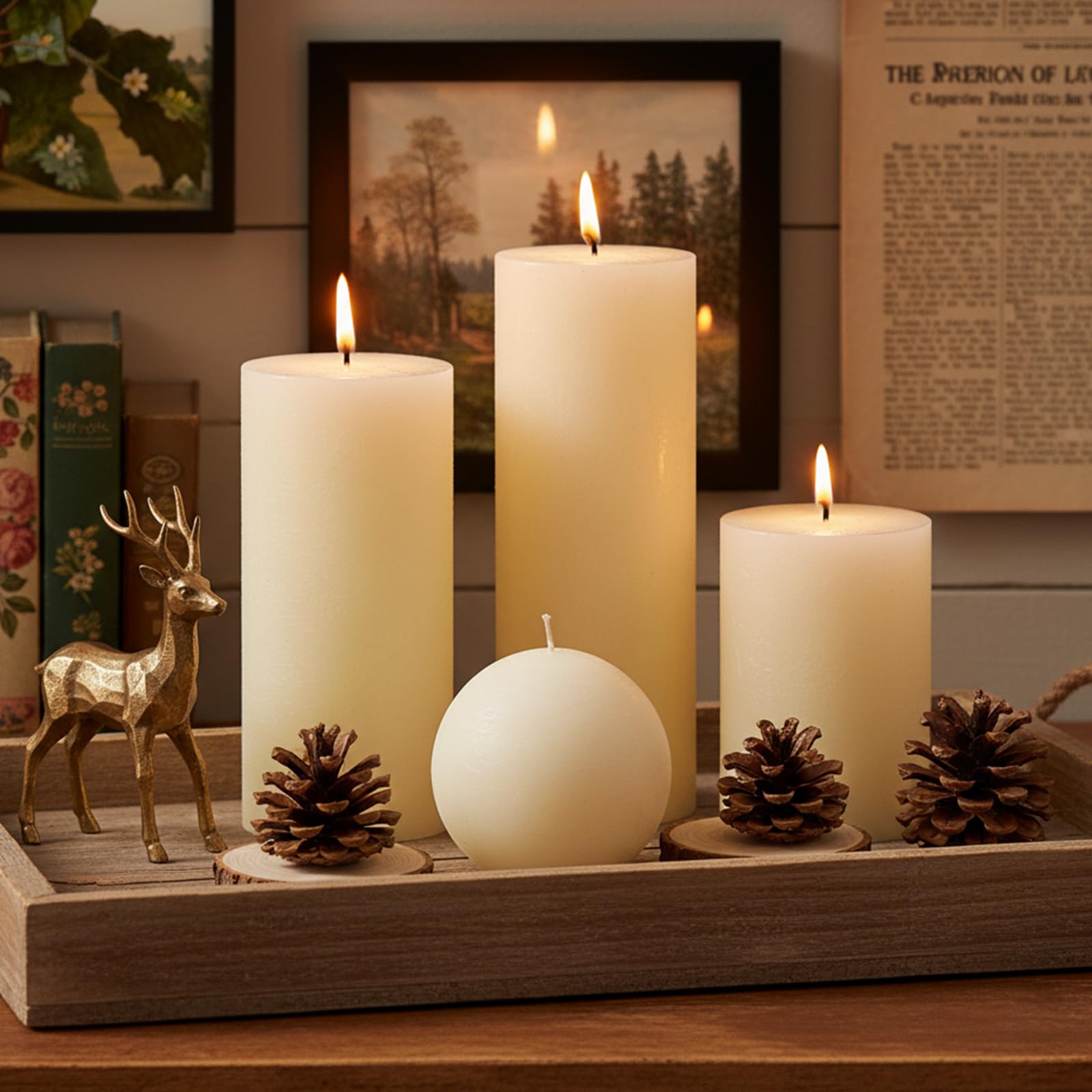 MOSROAD Ivory spherical 3x3 inch candle adds artisanal charm