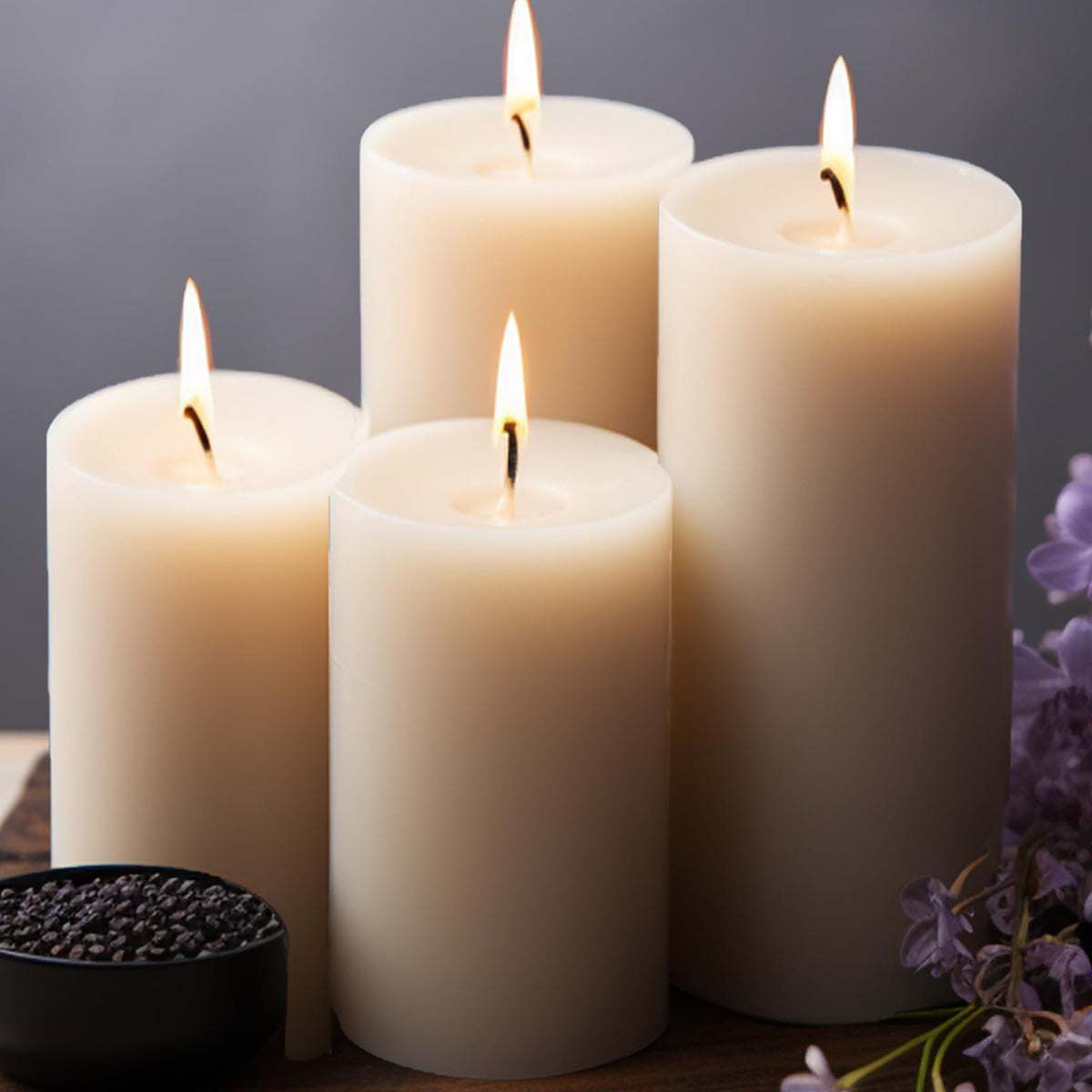 MOSROAD unscented ivory pillar candles in a 6-pack for fragrance-free lighting