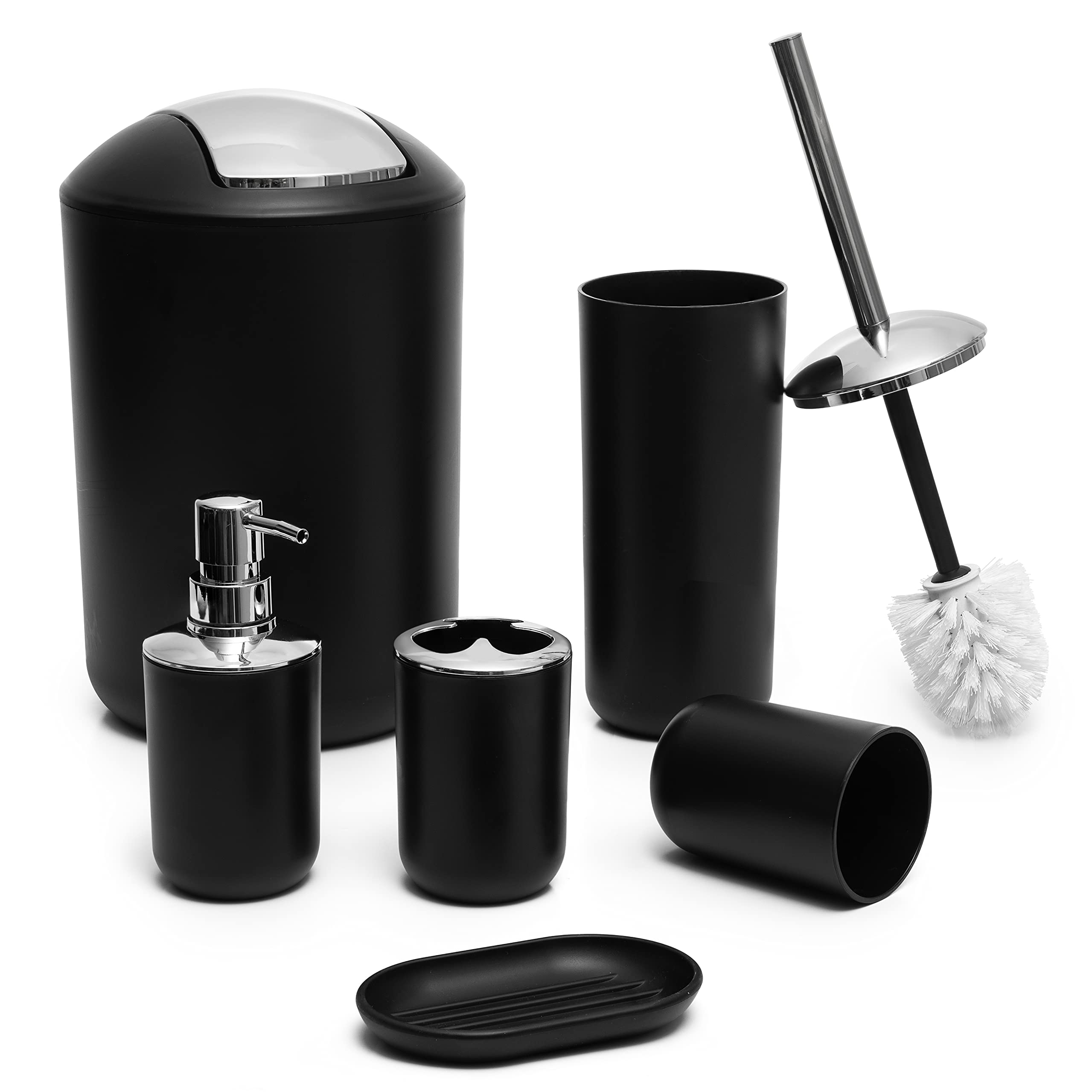 Moss & Stone soap dispenser in sleek matte black finish for a clean countertop.