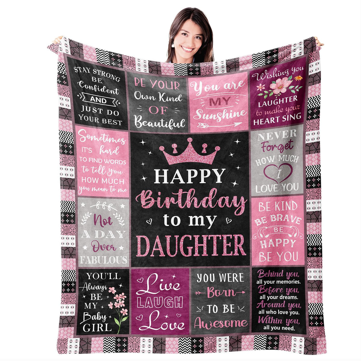 Mosslink daughter birthday blanket design with vibrant patterns for cozy moments