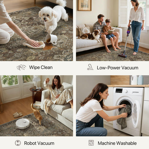 Bavni 2x6 machine-wash care required rug for easy cleaning