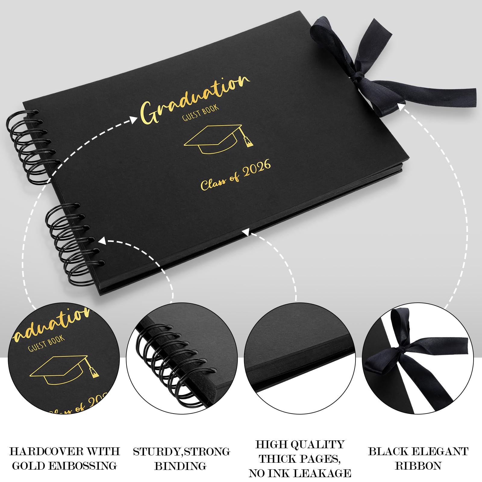 MotiMind graduation book with black kraft pages for signatures