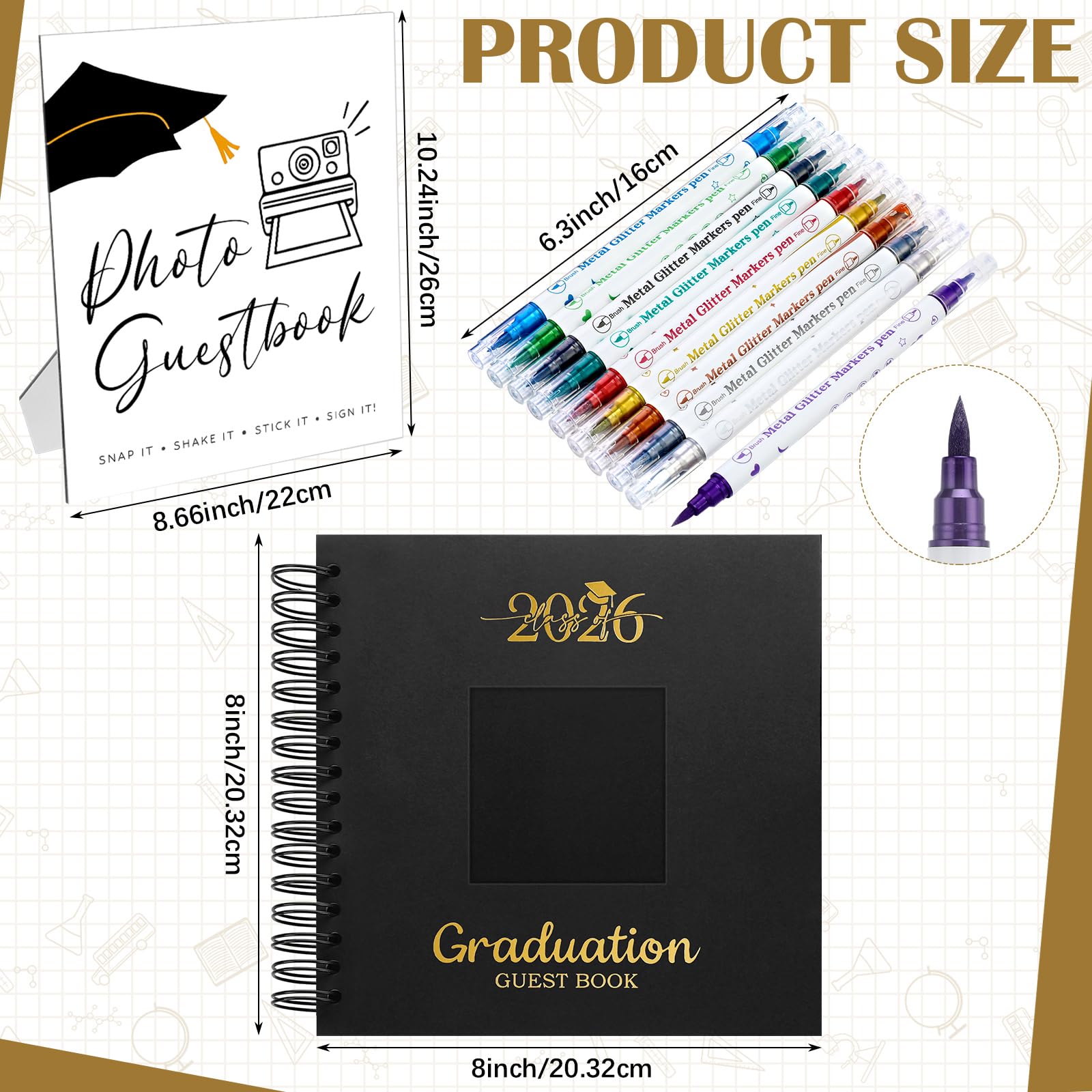 MotiMind black pages kraft paper scrapbook provides bold contrast for guest notes.