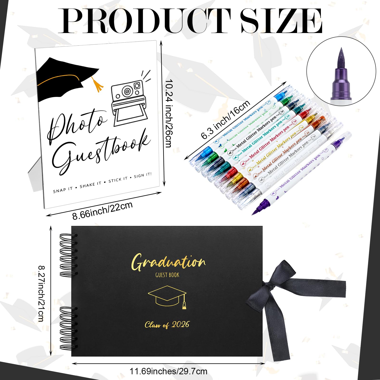 MotiMind graduation photo sign stand displaying guest messages