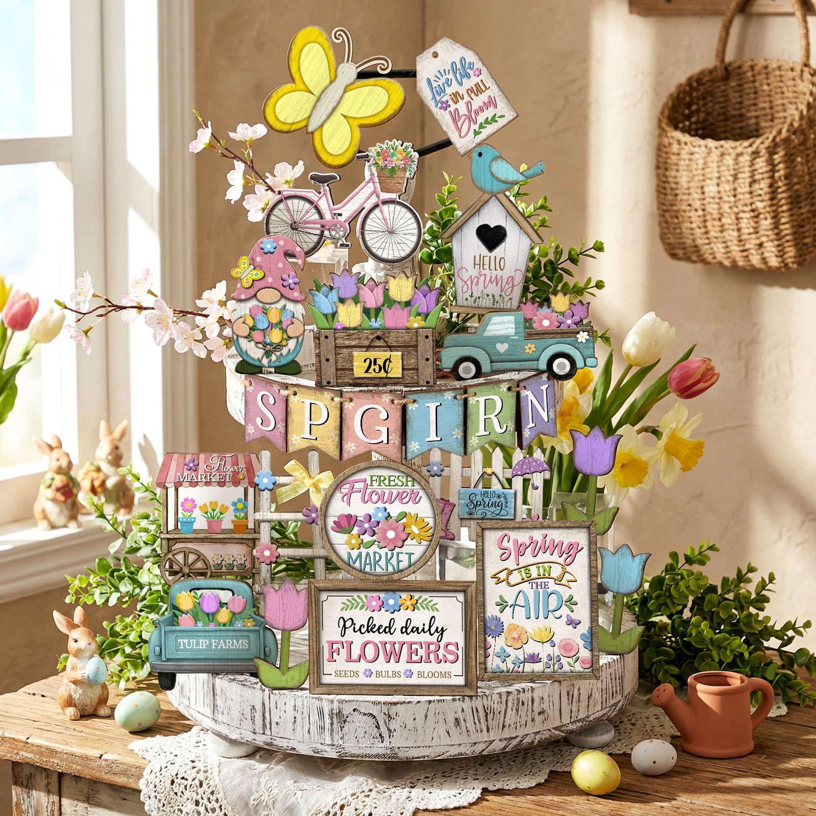 Moucuny spring tray decor bicycle design brings playful nature vibes.
