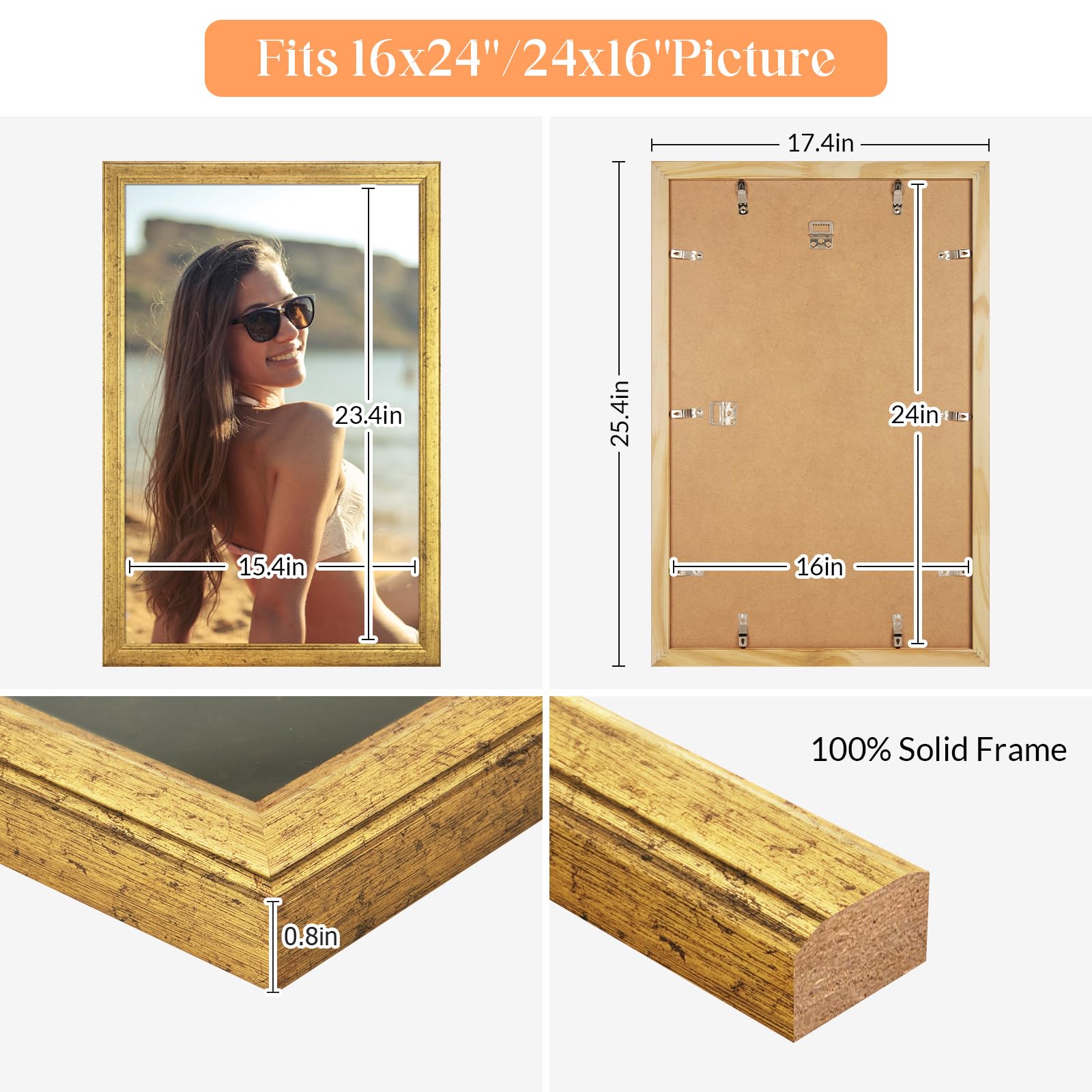 MOUDAMION natural wood grain detail with gold finish